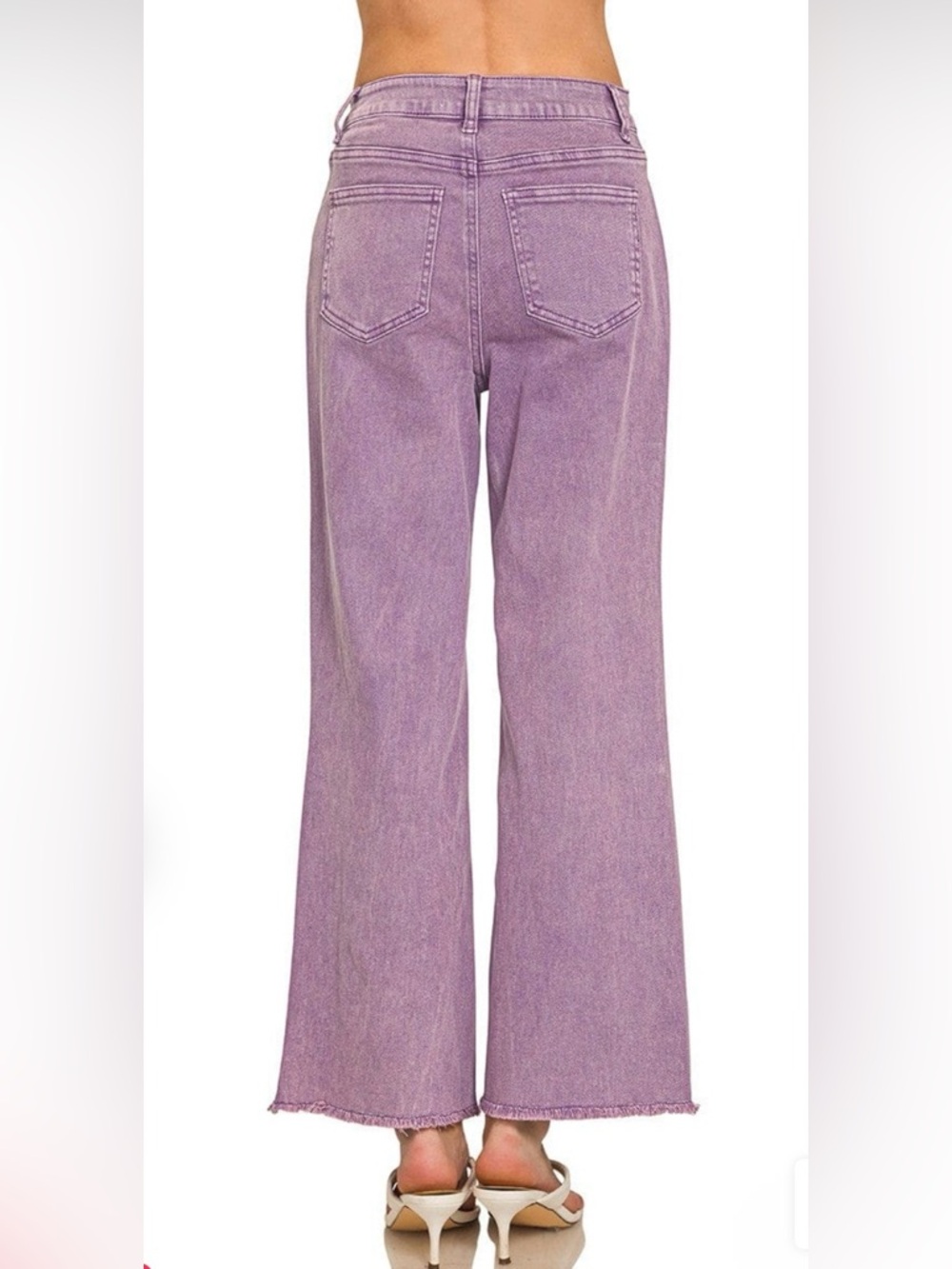 Zenana Outfitters Lavender Wide-Leg Jeans for Women: Size Large - Picture 2 of 9